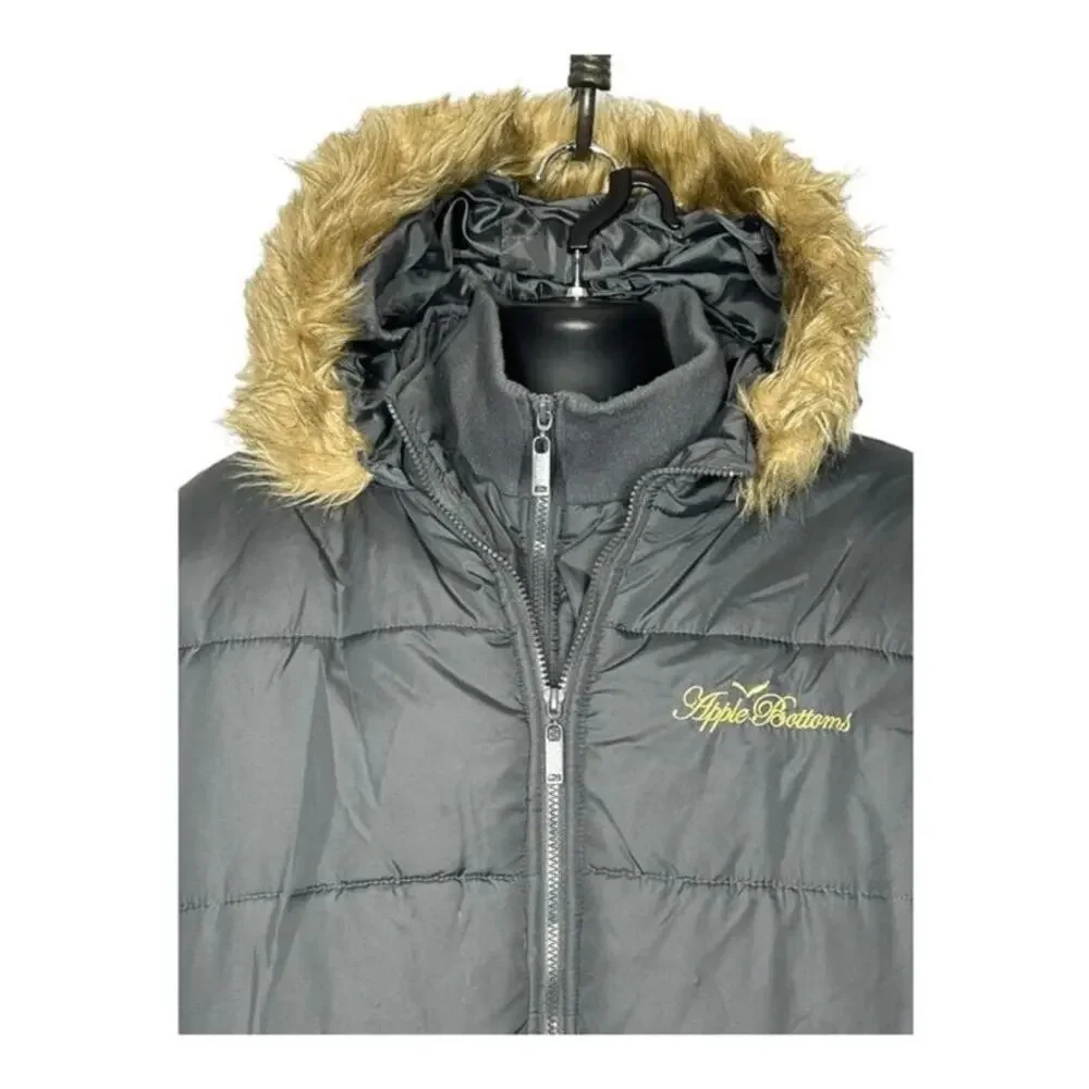 Apple Bottoms Men's Oversized Puffer Parka Fur Hood 1X Tall Y2K Streetwear